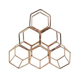 Kitchen koyal wholesale modern metal copper geometric wine rack 12 5 inches 6 bottle wine glass rack stand table top countertop wine rack wine glass holder hexagon iron wine stand for kitchen and bar