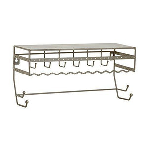 Simplify 2700-SAT Satin 13.5" Wall Mount Jewelry Storage Rack Organizer Shelf for Earrings, Bracelets, Necklaces, and Hair Accessories