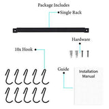 Save on wallniture gourmet kitchen rail with 10 hooks wall mounted wrought iron hanging utensil holder rack with black 17 inch