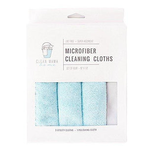 Budget clean mama microfiber cleaning kit includes 3 utility cleaning cloths and 1 polishing towel large lint free washcloths for home and kitchen