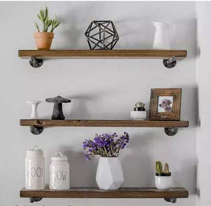 Budget 3 rustic floating shelves industrial wood shelves wall storage shelf natural wood wall mounted shelves with industrial shelving pipe brackets for bedrooms nursery kitchen by domestics 101 walnut