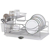 Best seller  sakura two tiers compact dish rack kitchenware dish drying rack dish drainer with removable plastic tray and extendable stainless steel drip tray iron with chrome finished easy to assemble