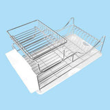 Buy now sakura two tiers compact dish rack kitchenware dish drying rack dish drainer with removable plastic tray and extendable stainless steel drip tray iron with chrome finished easy to assemble