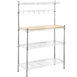 Online shopping metal bakers rack organizer stand shelf kitchen microwave cart storage countertop dorm microwave stand kitchen storage shelving with cutting board microwave shelf hooks for kitchen nsf certification