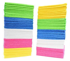 Latest cleaning solutions 79130 microfiber cleaning cloths pack of 50 large size ideal for home kitchen auto glass and pets 5 colors included