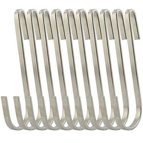 Products ruiling flat style premium stainless steel s hook cookware universal pot rack hooks sturdy hanging hooks multiple uses for kitchenware pots utensils plants towels set of 10