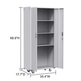 Amazon best bonnlo 74 tall steel storage cabinet rolling metal storage locker with adjustable shelves and door for garage office kitchen laundry room