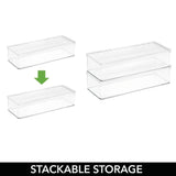 Amazon mdesign stackable kitchen pantry cabinet refrigerator food storage container bin attached lid organizer for packets snacks produce pasta bpa free food safe 8 pack clear