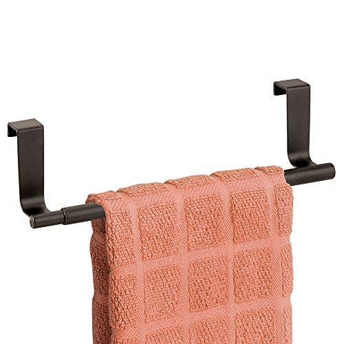 Save on mdesign adjustable expandable kitchen over cabinet towel bar rack hang on inside or outside of doors storage for hand dish tea towels 9 25 to 17 wide bronze