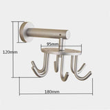 Sunsign Rotating Hook, 6 Hook Rotating Bracket| Wall Hook| for Belt Scarves/Ties/Handbags| Multi-Purpose Rotary Hook (Space Aluminum)