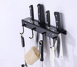 Results ucas rustic kitchen rail organizer with 4 hooks and 4 knife holders wall mount stainless steel pot pan lid holder rack matte black