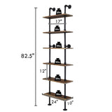 Selection giantex 6 tier industrial pipe shelves with wood rustic wall shelves vintage pipe wall shelf for bedrooms kitchens coffee shops or bar storage pickles wood grain