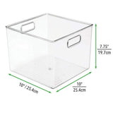The best mdesign plastic food storage container bin with handles for kitchen pantry cabinet fridge freezer large organizer for snacks produce vegetables pasta bpa free 10 square 8 pack clear