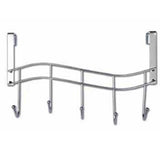 Discover the best over the door hanger for kitchen tools heavy duty wall storage organizer racks with 5 hooks metal hanging bathroom jewelry closet holder backpack space saver for towel coat jacket robes chrome