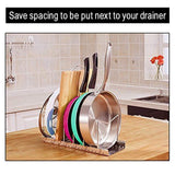 Select nice kitchen pot lid organizer anti rust stainless steel pan rack holder with 7 adjustable compartments for dinnerware bakeware cookware