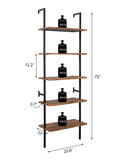 Shop ironck industrial ladder shelf bookcase 5 tier wood shelves wall mounted stable expand space bookshelf retro wall decor furniture for living room kitchen bar storage