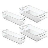 Save on mdesign plastic kitchen pantry cabinet refrigerator or freezer food storage bins with handles organizers for fruit yogurt drinks snacks pasta condiments set of 4 clear