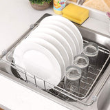 Save on jinpai stainless steel kitchen sink rack drain basket retractable fruit and vegetable dishes storage basket drain rack