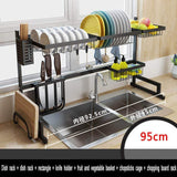 Exclusive dish drainer rack holder black stainless steel kitchen rack sink sink dish rack drain bowl rack dish rack kitchen supplies storage rack 95cm