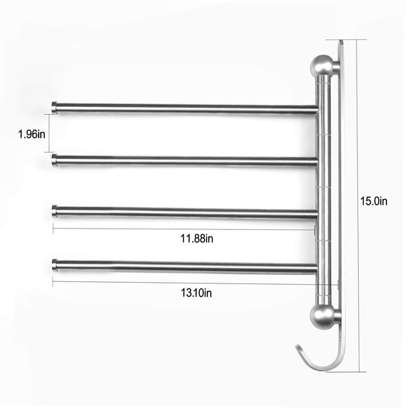 Shop for swivel towel bar for bathroom swing arm towel rack forbedroom wall mounted stainless steel swivel bars 4 arm for kitchen entryway hanger holder organizer with hooks noble ball head styling design