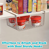 Exclusive 2pcs 15 8 inchunder cabinet storage shelf wire basket organizer for cabinet thickness max 1 2 inch extra storage space on kitchen counter pantry desk bookshelf cupboard anti rust stainless steel rack