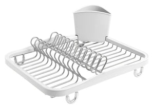 Discover umbra sinkin dish drying rack dish drainer kitchen sink caddy with removable cutlery holder fits in sink or on countertop white