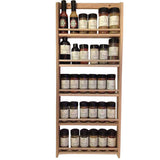 Online shopping emejiasales oak spice rack wall mount organizer 5 tier solid oak wood with natural finish seasoning storage for pantry and kitchen holds 30 herb jars