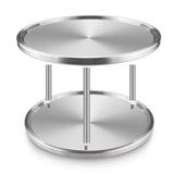 Exclusive starvast 2 pack 2 tier stainless steel lazy susan turntable 10 inch 360 degree lazy susan spice rack organizer for kitchen cabinet countertop centerpiece