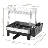 Storage organizer kedsum rust proof stainless dish rack 2 tier detachable dish drying rack with removable utensil holder dish drainer with 360 degrees adjustable swivel spout for kitchen counter