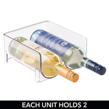 The best mdesign plastic free standing wine rack storage organizer for kitchen countertops table top pantry fridge holds wine beer pop soda water bottles stackable 2 bottles each 8 pack clear