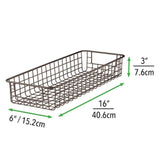 Buy now mdesign household wire drawer organizer tray storage organizer bin basket built in handles for kitchen cabinets drawers pantry closet bedroom bathroom 16 x 6 x 3 8 pack bronze