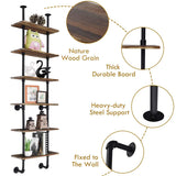 Shop for giantex 6 tier industrial pipe shelves with wood rustic wall shelves vintage pipe wall shelf for bedrooms kitchens coffee shops or bar storage pickles wood grain