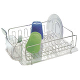 Top interdesign forma lupe kitchen large capacity dish drainer rack with drip tray for drying glasses silverware cookware plates pack of 4 stainless steel clear