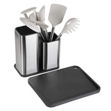 Best tophome cutlery holder set knife block cutting board set kitchen storage silverware caddy organizer table storage utensil drying rack holder for kitchen countertop compartment drainer
