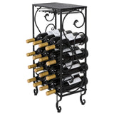 Budget smartxchoices 16 bottle wine rack table top with glass hanger wine bottle holder solid metal floor free standing wine organizer shelf side table for cabinet kitchen