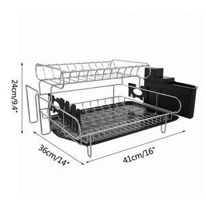 Shop for professional dish drying rack 2 tier 304 stainless steel dish rack with drainboard microfiber mat kitchen utensil holder
