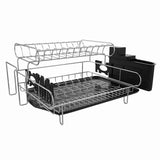 The best professional dish drying rack 2 tier 304 stainless steel dish rack with drainboard microfiber mat kitchen utensil holder