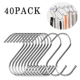 Latest s shaped hooks rustproof for hanging pots and pans heavy duty stainless steel metal hanger for home office kitchen utensils set of 40