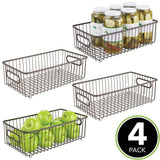 Best mdesign metal farmhouse kitchen pantry food storage organizer basket bin wire grid design for cabinets cupboards shelves countertops holds potatoes onions fruit large 4 pack bronze
