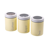 Kitchen adzukio modern stylish canisters sets for kitchen counter 3 piece canister for tea sugar coffee food storage container multipurpose light yellow