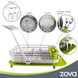 Save on mr siga zova premium stainless steel multi functional dish drying rack with cutlery holder and wine glass rack dish drainer utensil organizer for kitchen large white green