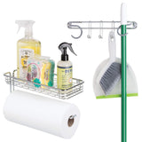 Shop for mdesign wall mount metal storage organizers for kitchen includes paper towel holder with multi purpose shelf and broom mop holder with 3 hooks for pantry laundry garage 2 piece set chrome