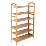 Top rated songmics bamboo wood shoe rack 6 tier 18 24 pairs entryway standing shoe shelf storage organizer for kitchen living room closet ulbs26n