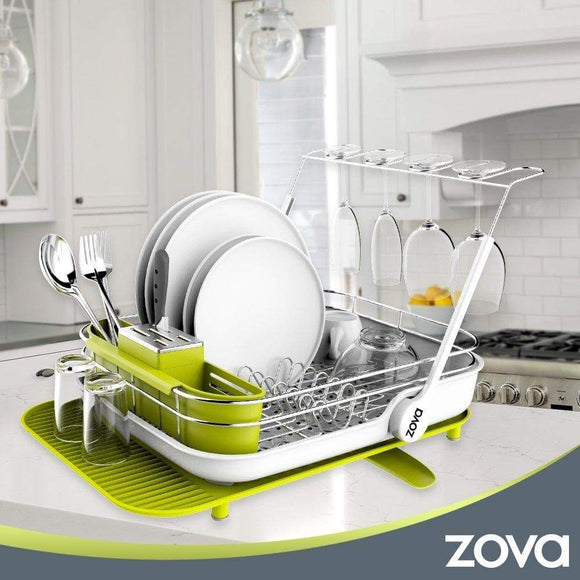 Related mr siga zova premium stainless steel multi functional dish drying rack with cutlery holder and wine glass rack dish drainer utensil organizer for kitchen large white green