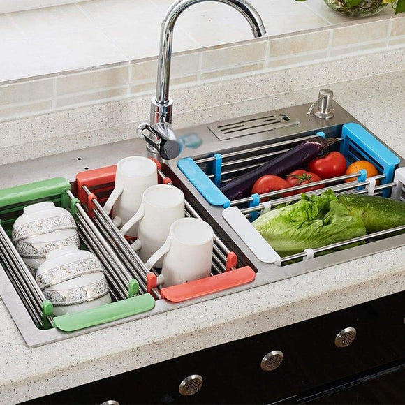 Products yan junau kitchen racks stainless steel retractable sink drain rack dish rack kitchen supplies color green