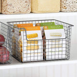 Shop for mdesign metal kitchen pantry food storage organizer basket farmhouse grid design with open front for cabinets cupboards shelves holds potatoes onions fruit 12 wide 8 pack graphite gray