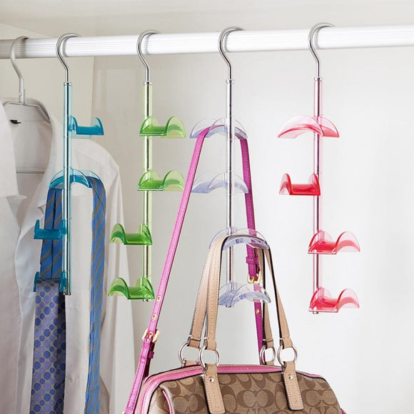 Louise Maelys 3 Packs Hanger Rack 4 Hooks Closet Organizer for Handbags, Scarves, Ties, Belts - 360 Degree Rotating