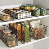 Discover the mdesign household wire drawer organizer tray storage organizer bin basket built in handles for kitchen cabinets drawers pantry closet bedroom bathroom 16 x 6 x 3 8 pack bronze