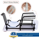 Save 2 tier dish rack dish drying rack with utensil holder and drain board wine glass holder easy storage rustproof kitchen counter dish drainer rack organizer iron