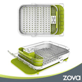 Shop mr siga zova premium stainless steel multi functional dish drying rack with cutlery holder and wine glass rack dish drainer utensil organizer for kitchen large white green